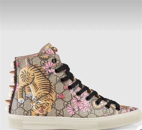 gucci tiger high tops|Gucci high top sneakers beige.